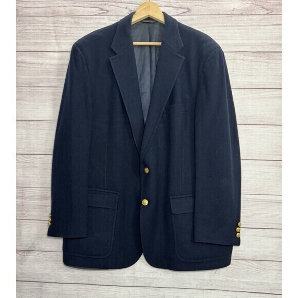 John Weitz 100% Pure Wool Navy Blazer Tailored USA Vintage  Sport Coat XL